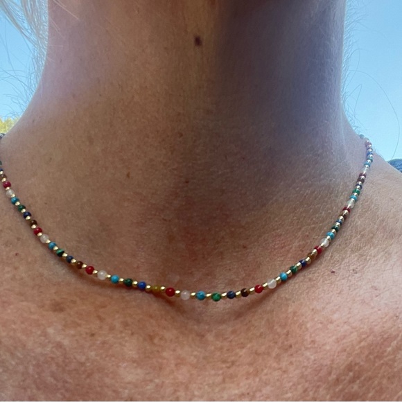 Healer necklace - 
2mm 14k gold filled beads  with 2mm semi precious beads
